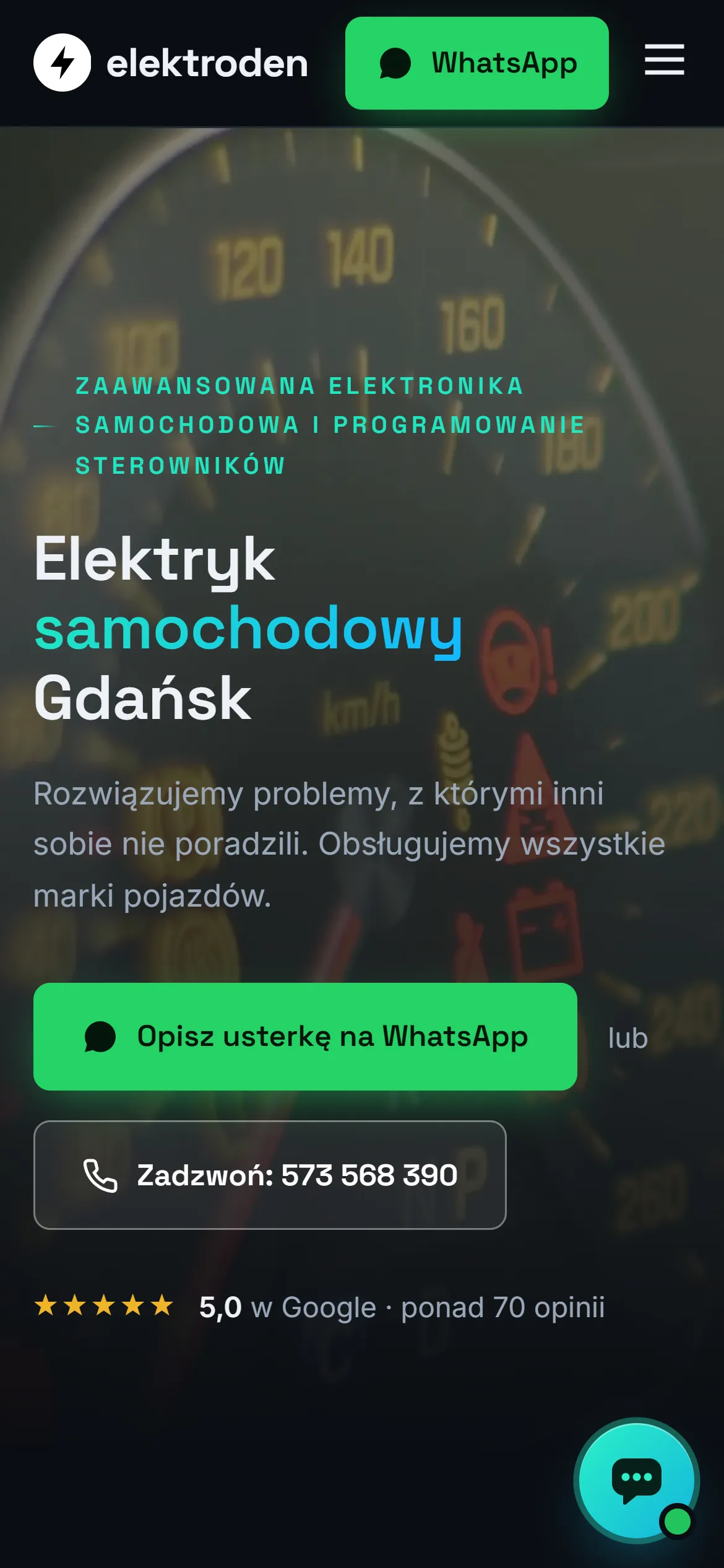 Elektroden website on mobile